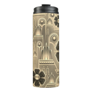 Art deco bloemmotief goud geometrische vintage thermosbeker