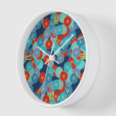 Art Deco-bloempatroon - blauw, turkooizen en rood (Hoek)