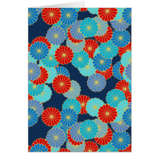 Art Deco-bloempatroon - blauw, turkooizen en rood