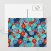 Art Deco-bloempatroon - blauw, turkooizen en rood Briefkaart (Voorkant / Achterkant)