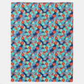 Art Deco-bloempatroon - blauw, turkooizen en rood Fleece Deken (Voorkant)