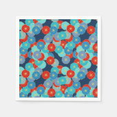 Art Deco-bloempatroon - blauw, turkooizen en rood Servetten (Voorkant)