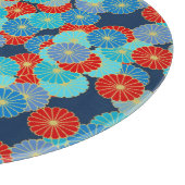 Art Deco-bloempatroon - blauw, turkooizen en rood Snijplank (Hoek)