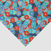 Art Deco-bloempatroon - blauw, turkooizen en rood Tissuepapier (Detail)
