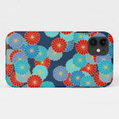 Art Deco bloempatroon - blauw, turquoise en rood Case-Mate iPhone Case (Achterkant (horizontaal))