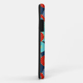 Art Deco bloempatroon - blauw, turquoise en rood Case-Mate iPhone Case (Achterkant/rechts)