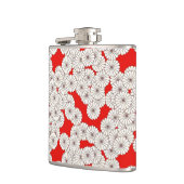 Art Deco bloempatroon - crème op rood Heupfles (Links)