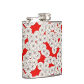 Art Deco bloempatroon - crème op rood Heupfles (Rechts)