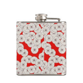 Art Deco bloempatroon - crème op rood Heupfles (Achterkant)