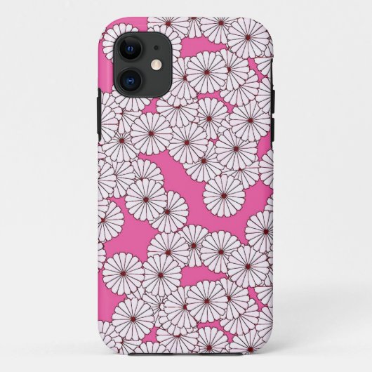 Art Deco bloempatroon - crème op roze Case-Mate iPhone Case (Achterkant)