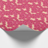 Art Deco-bloempatroon - diepe roze en perziken Cadeaupapier (Hoek)