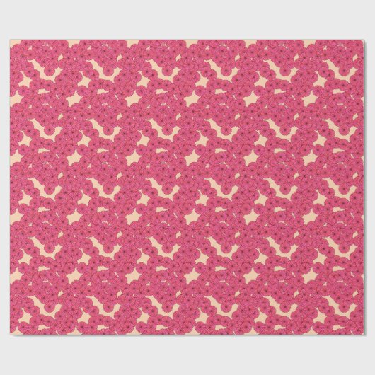 Art Deco-bloempatroon - diepe roze en perziken Cadeaupapier (Vlak)