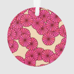Art Deco-bloempatroon - diepe roze en perziken Ornament
