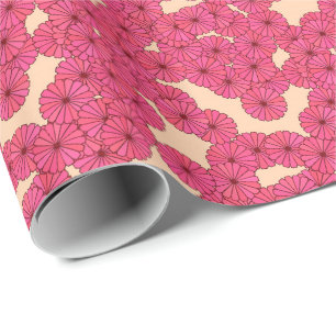Art Deco bloempatroon - dieproze en perzik Cadeaupapier