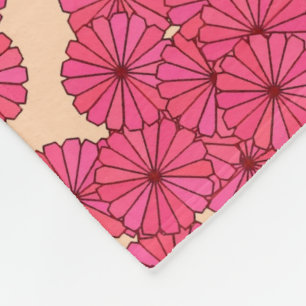 Art Deco bloempatroon - dieproze en perzik Fleece Deken
