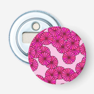Art Deco bloempatroon - magenta op roze Button Flesopener