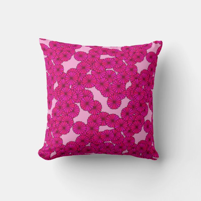 Art Deco bloempatroon - magenta op roze Kussen (Voorkant)