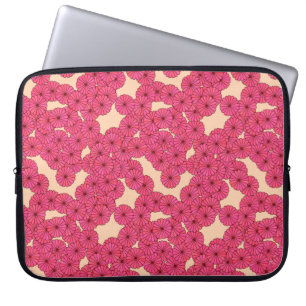Art Deco bloempatroon - roze en perzik Laptop Sleeve