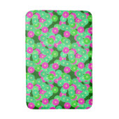 Art Deco bloempatroon - tinten groen, fuchsia Badmat (Voorkant Verticaal)