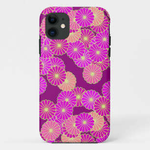 Art Deco bloempatroon - tinten paars, koraal Case-Mate iPhone Case