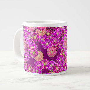 Art Deco bloempatroon - tinten paars, koraal Grote Koffiekop