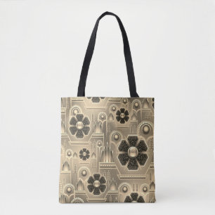 Art deco bloempatroon vintage bloem geometrisch tote bag