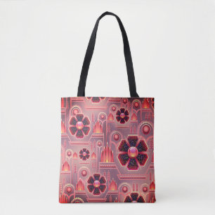 Art deco bloempatroon vintage bloem geometrisch tote bag