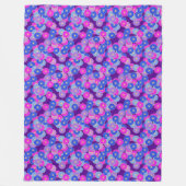 Art Deco-bloempatroon - violet, blauw en paars Fleece Deken (Voorkant)