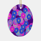 Art Deco-bloempatroon - violet, blauw en paars Keramisch Ornament (Rechts)