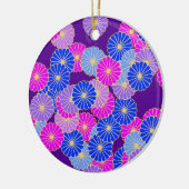 Art Deco-bloempatroon - violet, blauw en paars Keramisch Ornament (Links)