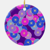 Art Deco-bloempatroon - violet, blauw en paars Keramisch Ornament (Achterkant)