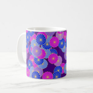 Art Deco bloempatroon - violet, blauw en paars Koffiemok