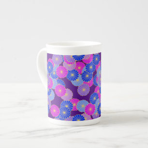 Art Deco bloempatroon - violet, blauw en paars Porselein Kop