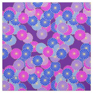 Art Deco-bloempatroon - violet, blauw en paars Stof
