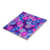 Art Deco-bloempatroon - violet, blauw en paars Tegeltje (Zijkant)