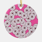 Art Deco-bloempatroon - wit op dieproze Keramisch Ornament (Voorkant)