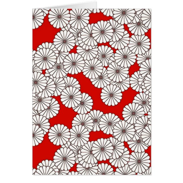 Art Deco-bloempatroon - wit op rood (Voorkant)