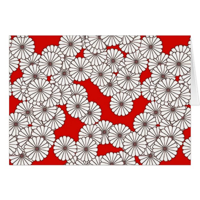Art Deco-bloempatroon - wit op rood (Voorkant Horizontaal)