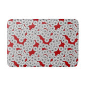 Art Deco-bloempatroon - wit op rood Badmat (Voorkant)