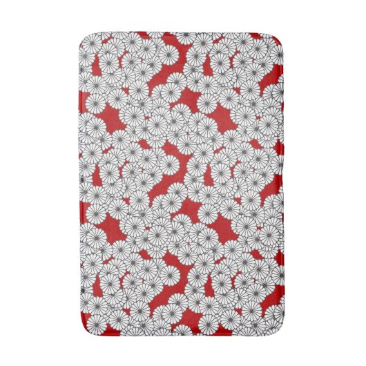 Art Deco-bloempatroon - wit op rood Badmat (Voorkant Verticaal)