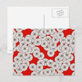 Art Deco-bloempatroon - wit op rood Briefkaart (Voorkant / Achterkant)