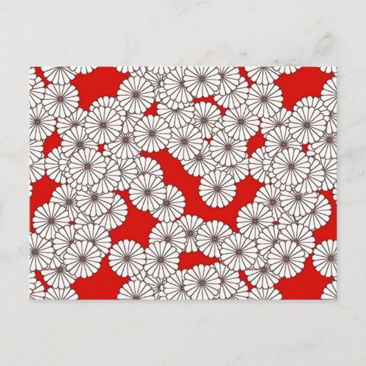 Art Deco-bloempatroon - wit op rood Briefkaart (Voorkant)