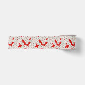 Art Deco-bloempatroon - wit op rood Grosgrain Lint (Voorkant)