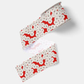 Art Deco-bloempatroon - wit op rood Grosgrain Lint (Achterkant)