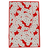 Art Deco bloempatroon - wit op rood Medium Cadeauzakje (Voorkant)