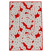 Art Deco bloempatroon - wit op rood Medium Cadeauzakje (Achterkant)