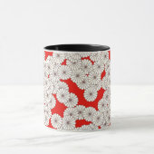 Art Deco-bloempatroon - wit op rood Mok (Midden)
