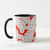 Art Deco-bloempatroon - wit op rood Mok (Links)