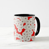 Art Deco-bloempatroon - wit op rood Mok (Voorkant rechts)