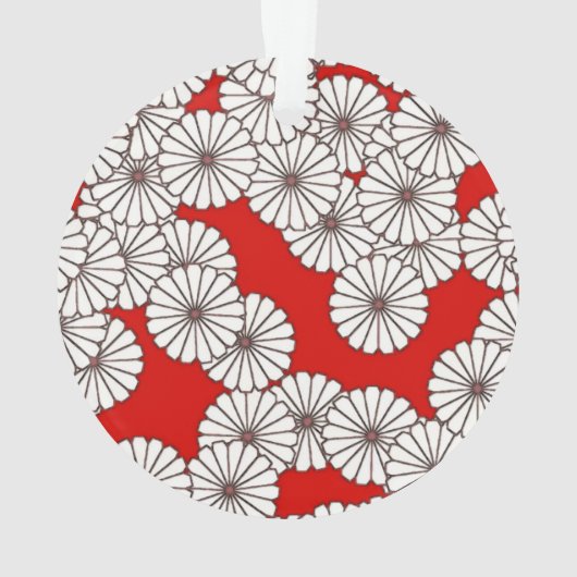 Art Deco-bloempatroon - wit op rood Ornament (achterkant)